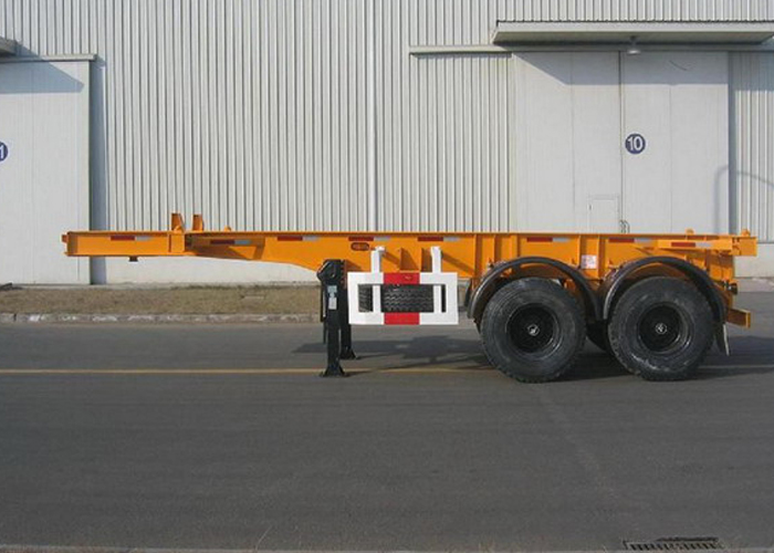 Semirremolque esqueleto de 20 pies con 2 ejes para contenedor súper pesado y contenedor de tanque orgánico