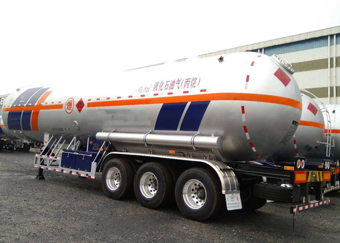 Semirremolque cisterna de camión de gas licuado de petróleo 61000L con 3 ejes para GLP, semirremolque cisterna de GLP