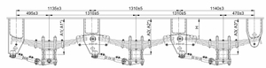 American Tridem Mechinical suspension 16T * 3 Grade con resorte de 12 hojas Placa de resorte 13 * 100