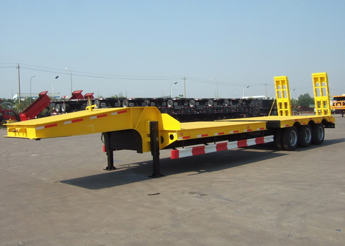 Semirremolque de plataforma baja retráctil de 14 a 17 m con 3 ejes para cargas largas y pesadas, remolque de plataforma baja